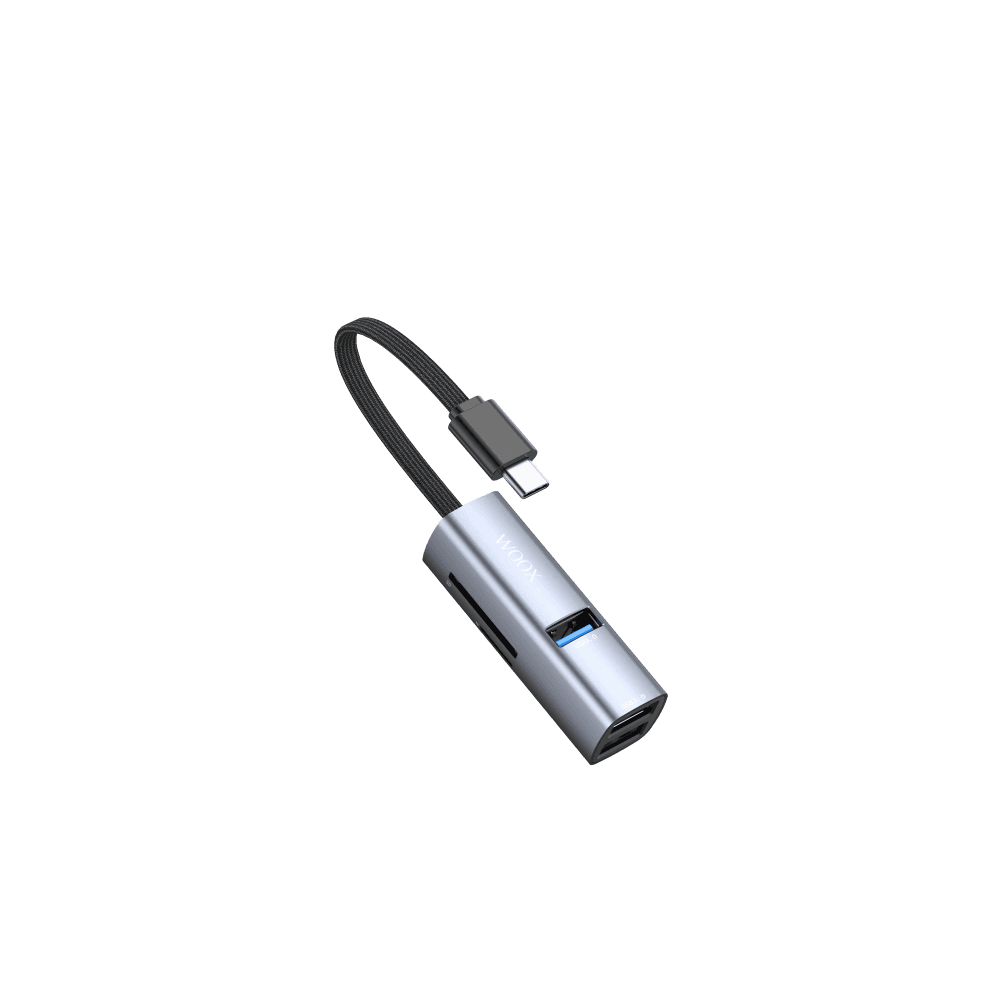 Adaptador HUB 5 En 1 MX0266 Tipo-C A 1*USB3.0+2*USB2.0+SD/TF-Gris