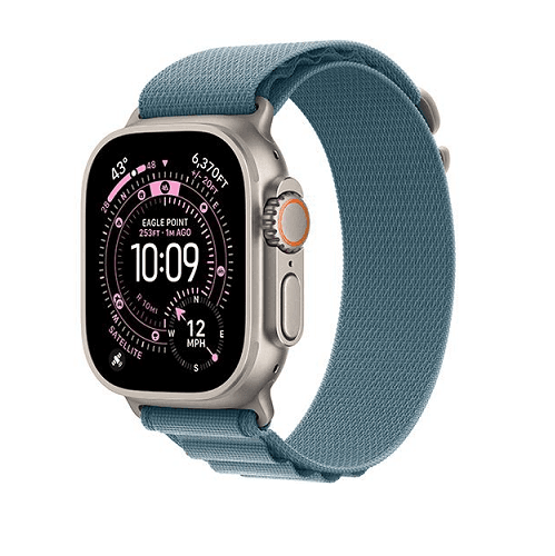 Apple Watch Ultra 3 GPS + Cellular 49mm Titânio Natural c/ Bracelete Loop Alpine Azul Claro S