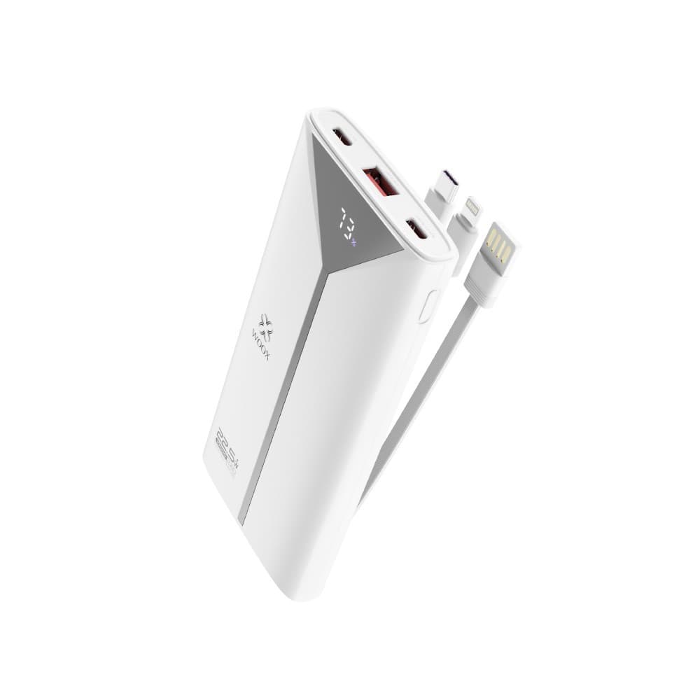 Powerbank Bateria Externa MX0131 10000mAh 22.5W com 3 Cabos Branca