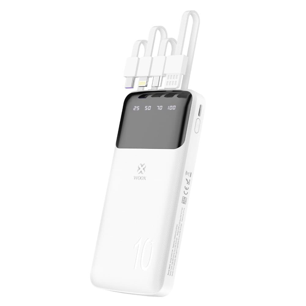 Bateria Externa MX0134 10000mAh com 4 Cabos Branca