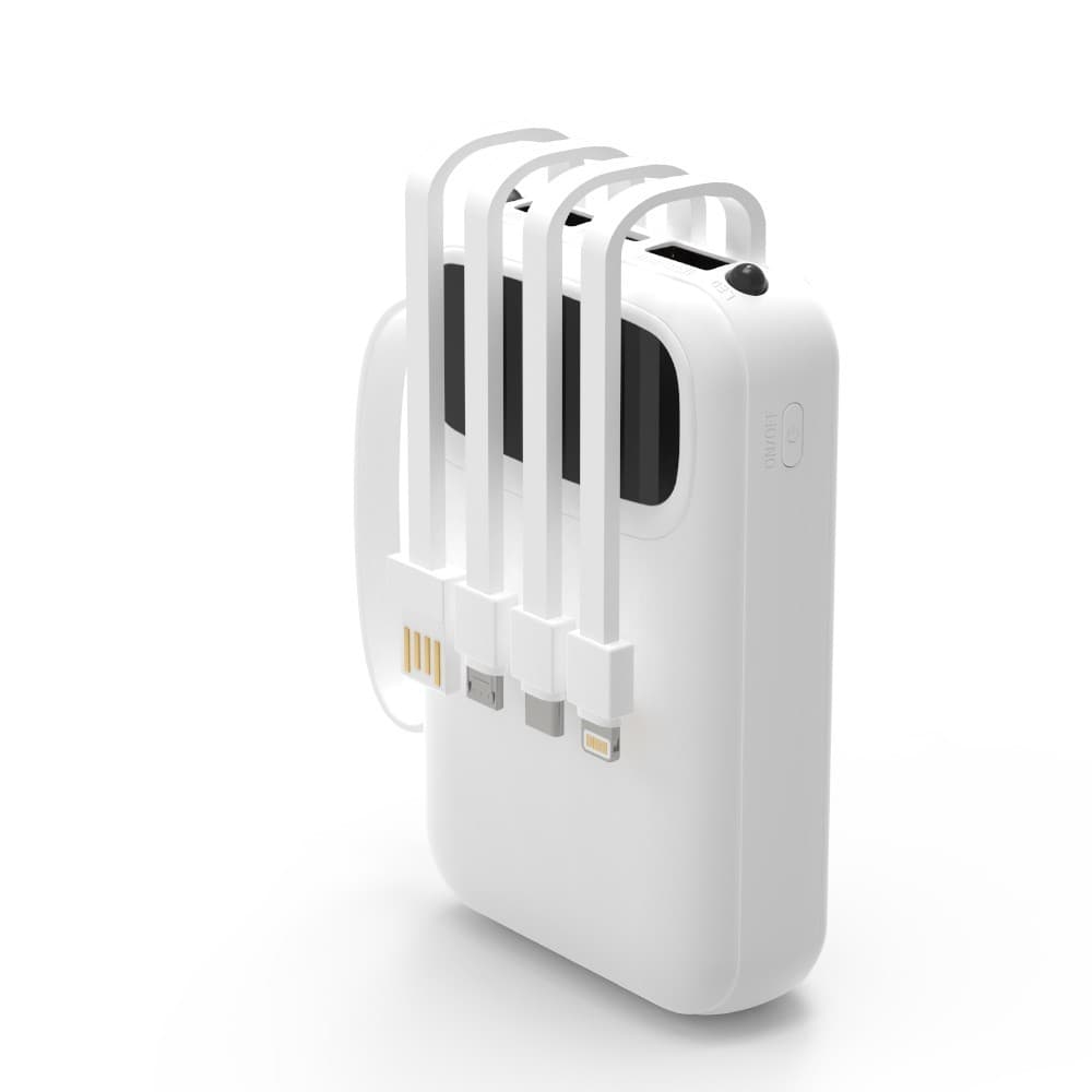 Bateria Externa 5400mAh MX0137 com 4 Cabos Branca