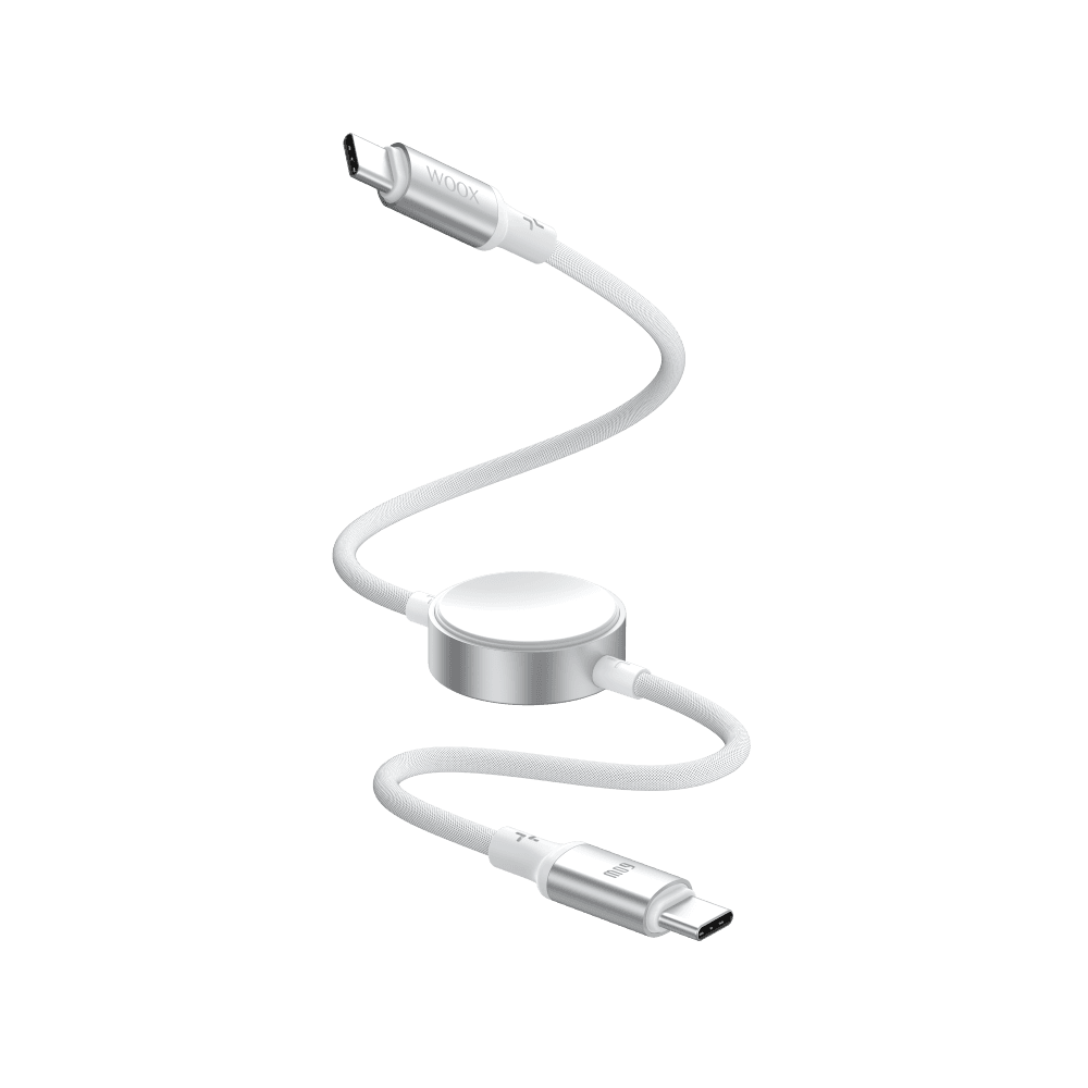 Cabo 2 em 1 USB-C para USB-C 60W MX0223 e iWatch 2.5W Branco