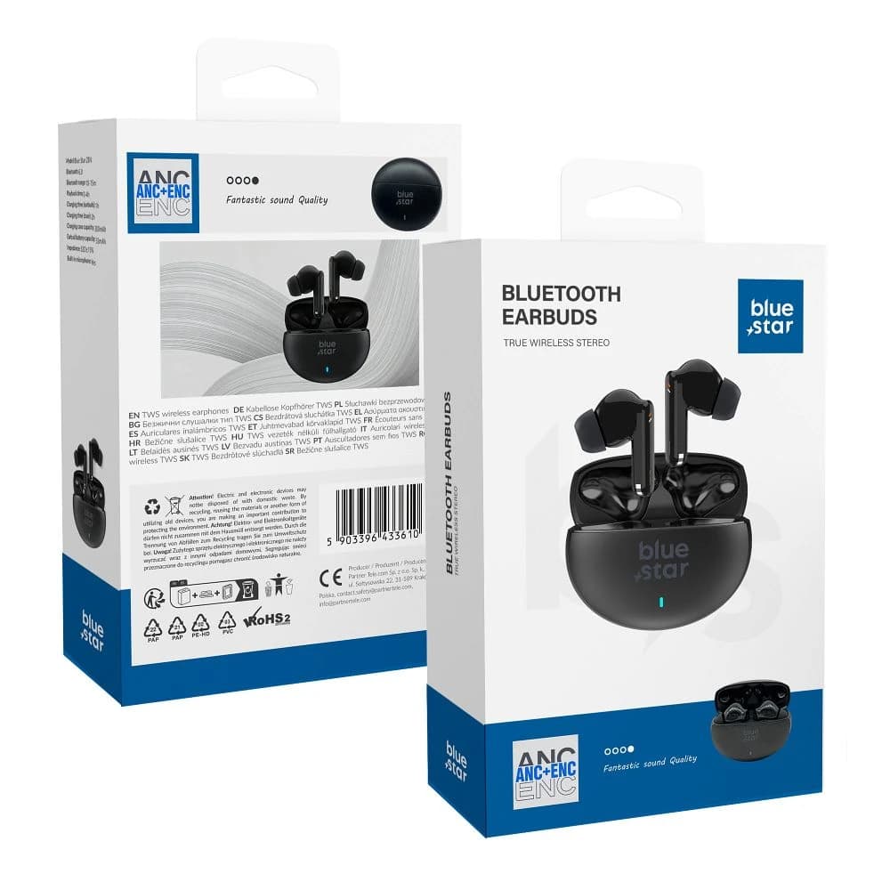Auscultadores Sem Fios Blue Star Zen TX5 TWS Pretos