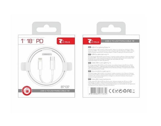 CABO DE DADOS / CARREGAMENTO TYPE-C IPHONE LT PLUS B7137 BRANCO