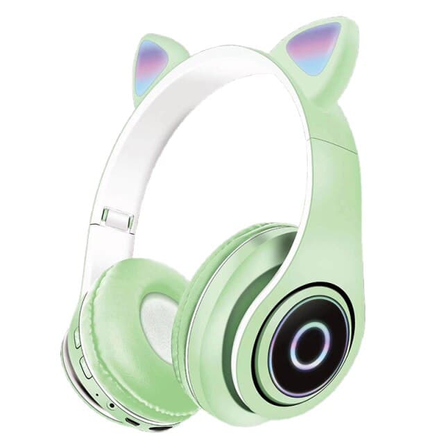 HEADPHONE BLUETOOTH CAT EAR LED WIRELESS P39M GREEN