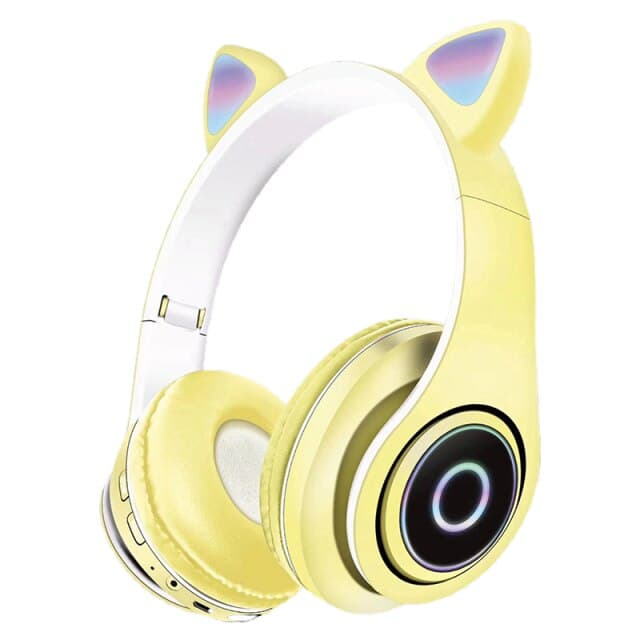 HEADPHONE BLUETOOTH CAT EAR LED WIRELESS P39M YELLOW