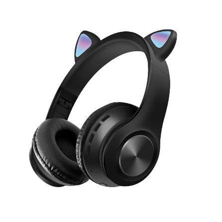 HEADPHONE BLUETOOTH CAT EAR LED WIRELESS P68M BLACK